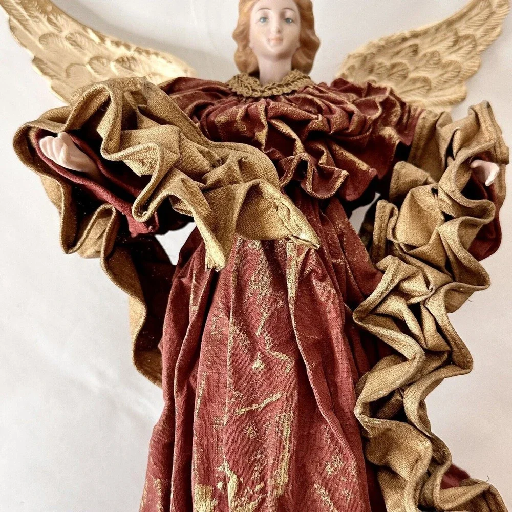Angel Christmas Ornament 12” x 9”ceramic Head,‎ Hands & Feet ￼blonde w/blue eyes